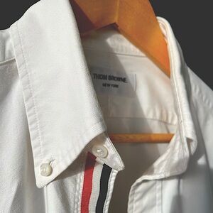 Thom Browne Logo Patch Classic Cotton Long-Sleeve Shirt